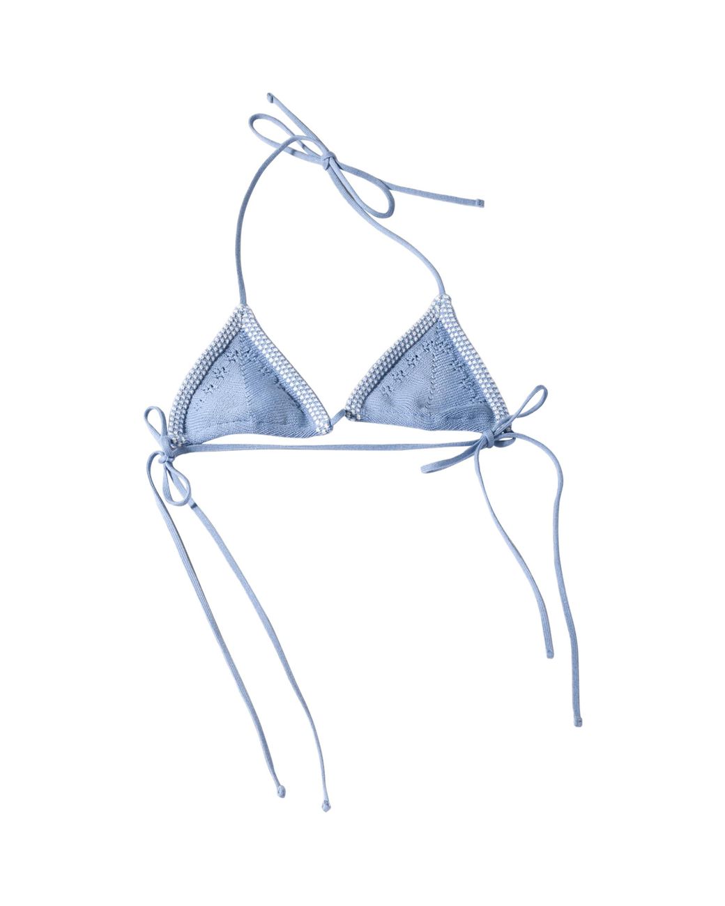 Miu Miu Blue Cotton Crochet Bikini Top
