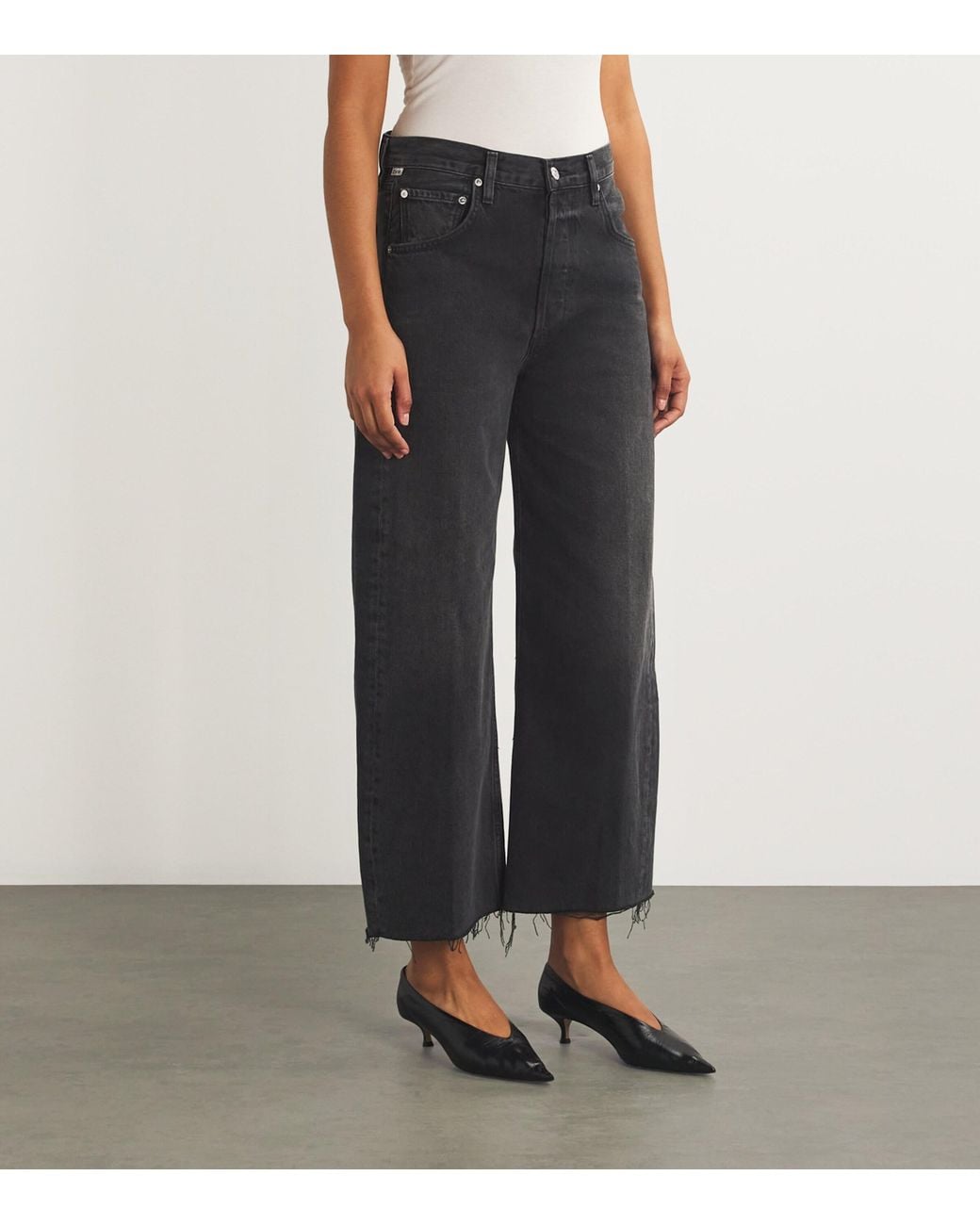 Citizens of Humanity Blue Raw-Hem Ayla Cropped Jeans