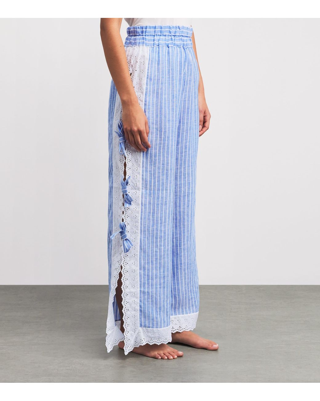 Loretta Caponi Blue Linen Clarissa Trousers