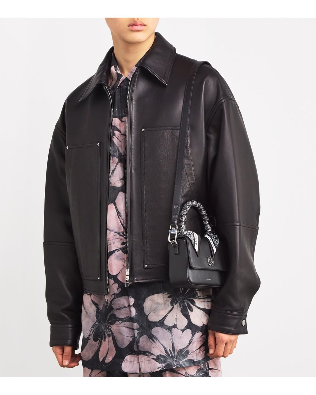 Amiri Black Leather Micro Ma Bag for men