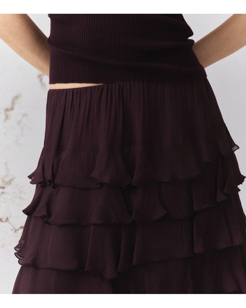 Marella Purple Ruffled Midi Skirt