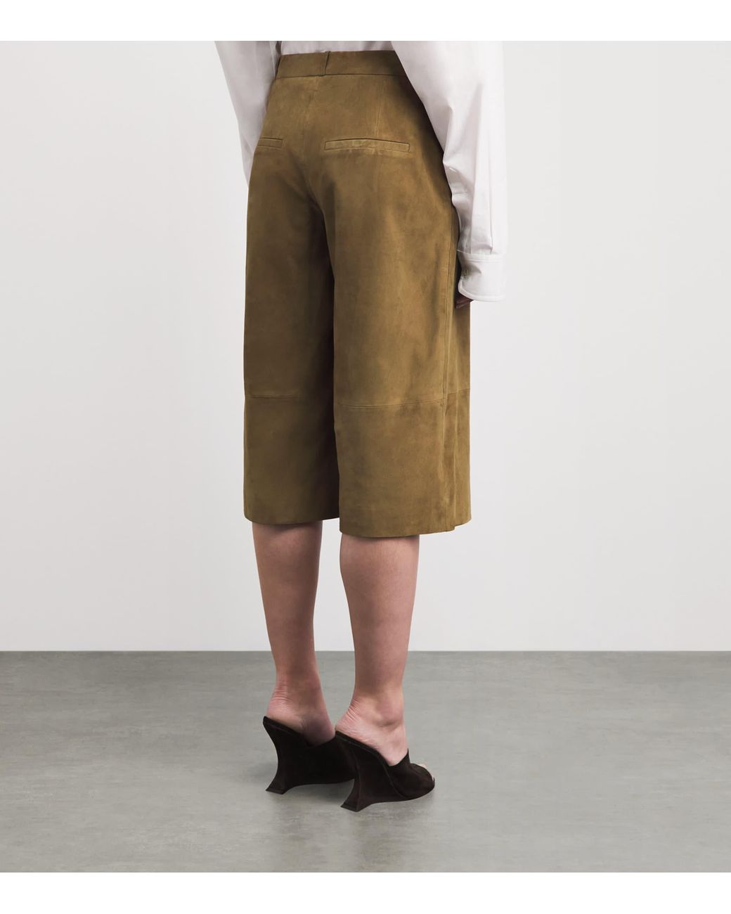 Arma Green Lamb Suede Tailored Shorts