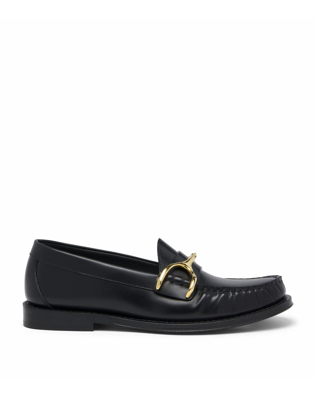 McQueen Black Leather Wishbone Loafers