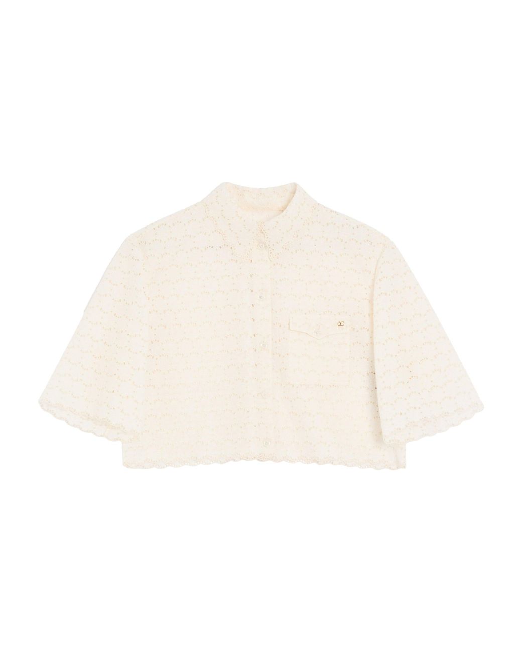 Valentino Natural Cropped Broderie Anglaise Shirt