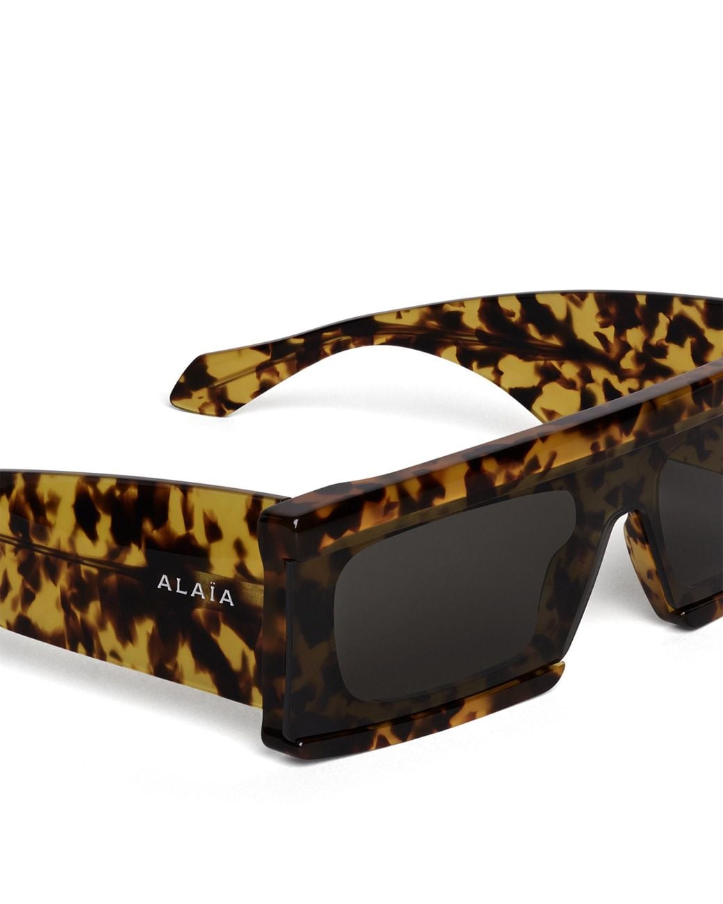 Alaïa Black Acetate Rectangular Mask Sunglasses