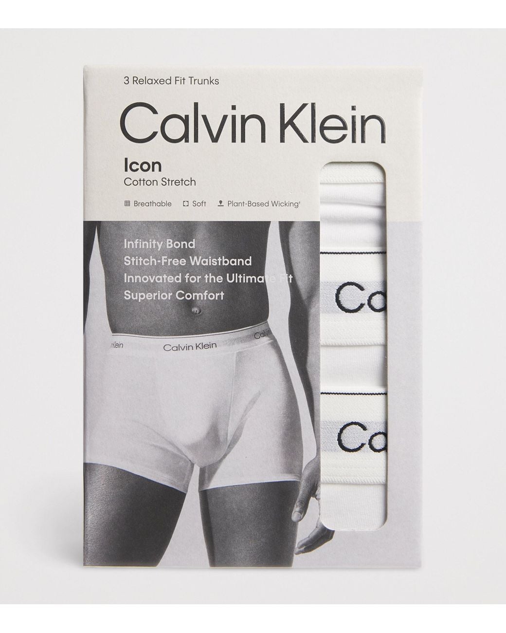 Calvin Klein White Cotton Stretch Relaxed Icon Trunks for men
