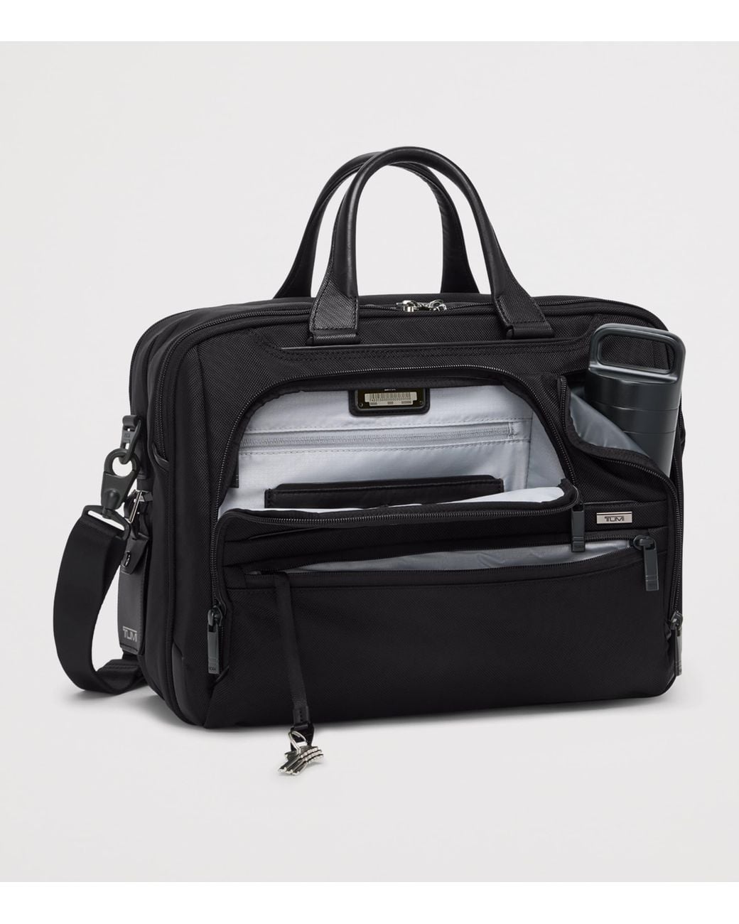 Tumi Black Medium Alpha 4 Expandable Briefcase for men