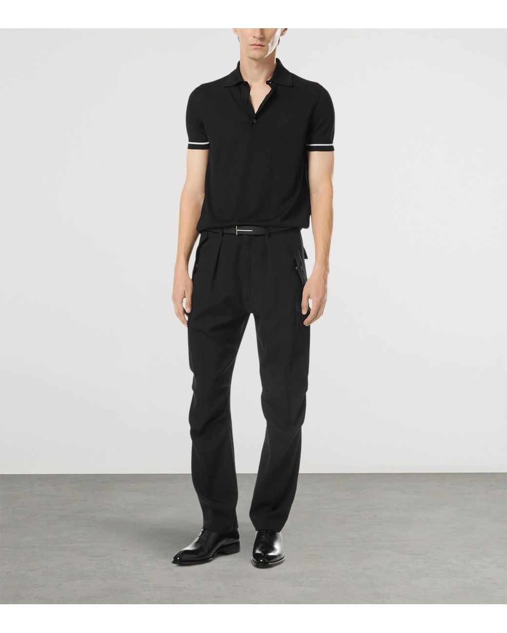 Tom Ford Black Cashmere-Silk Polo Shirt for men