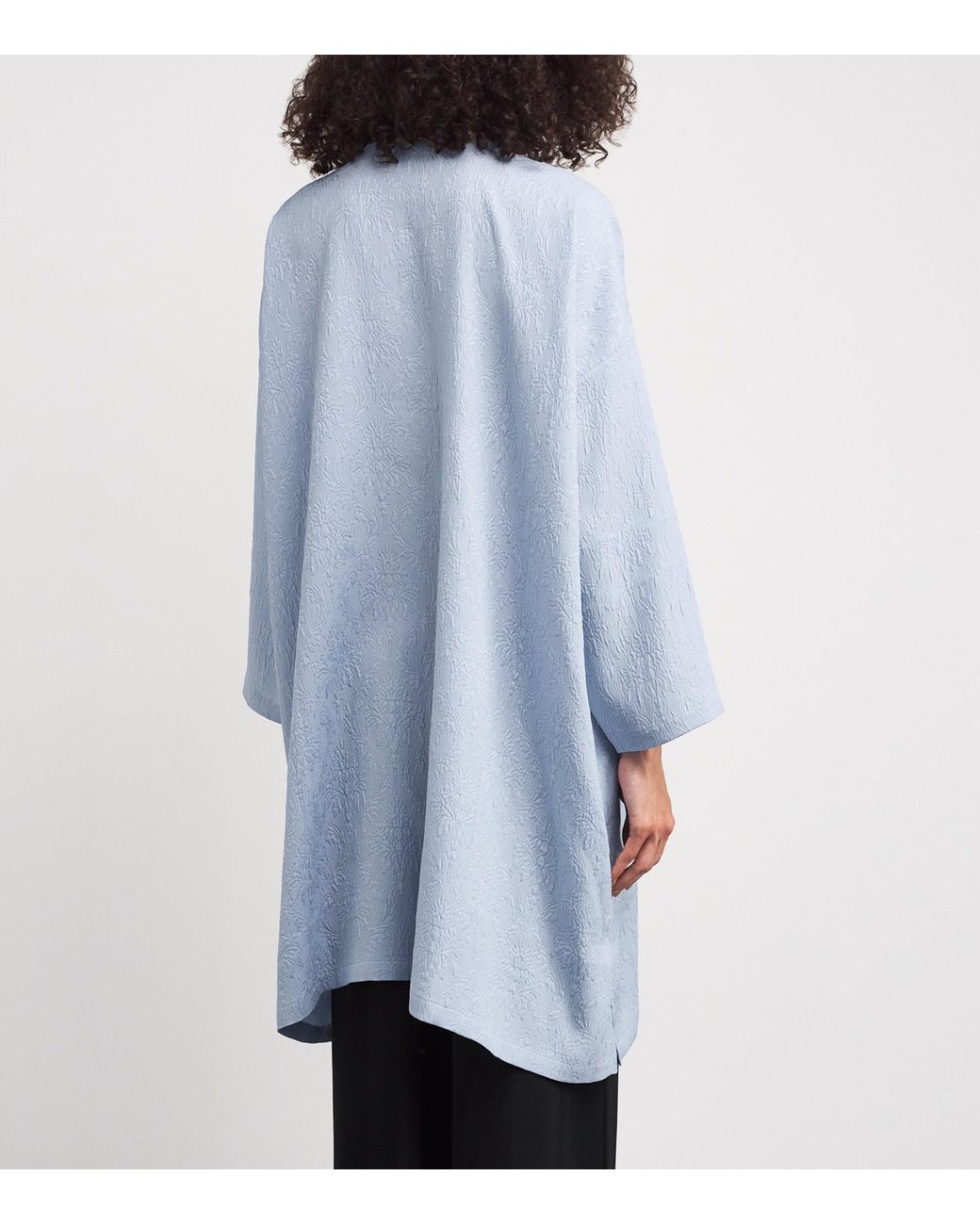 Eskandar Blue Silk Stand-Collar Shirt