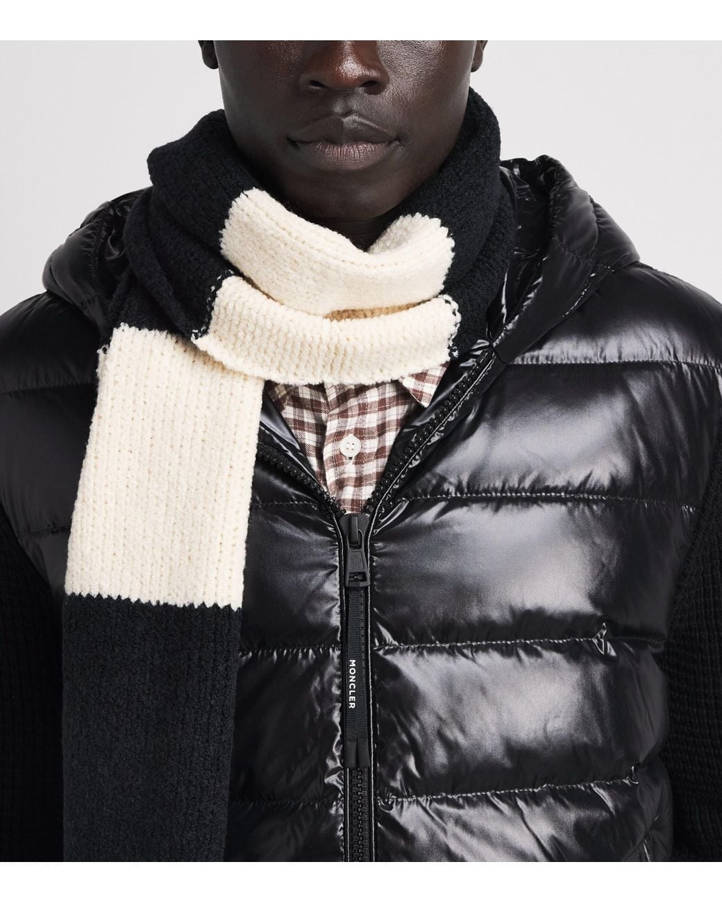 Moncler Black Virgin Wool-Cashmere Padded Cardigan for men