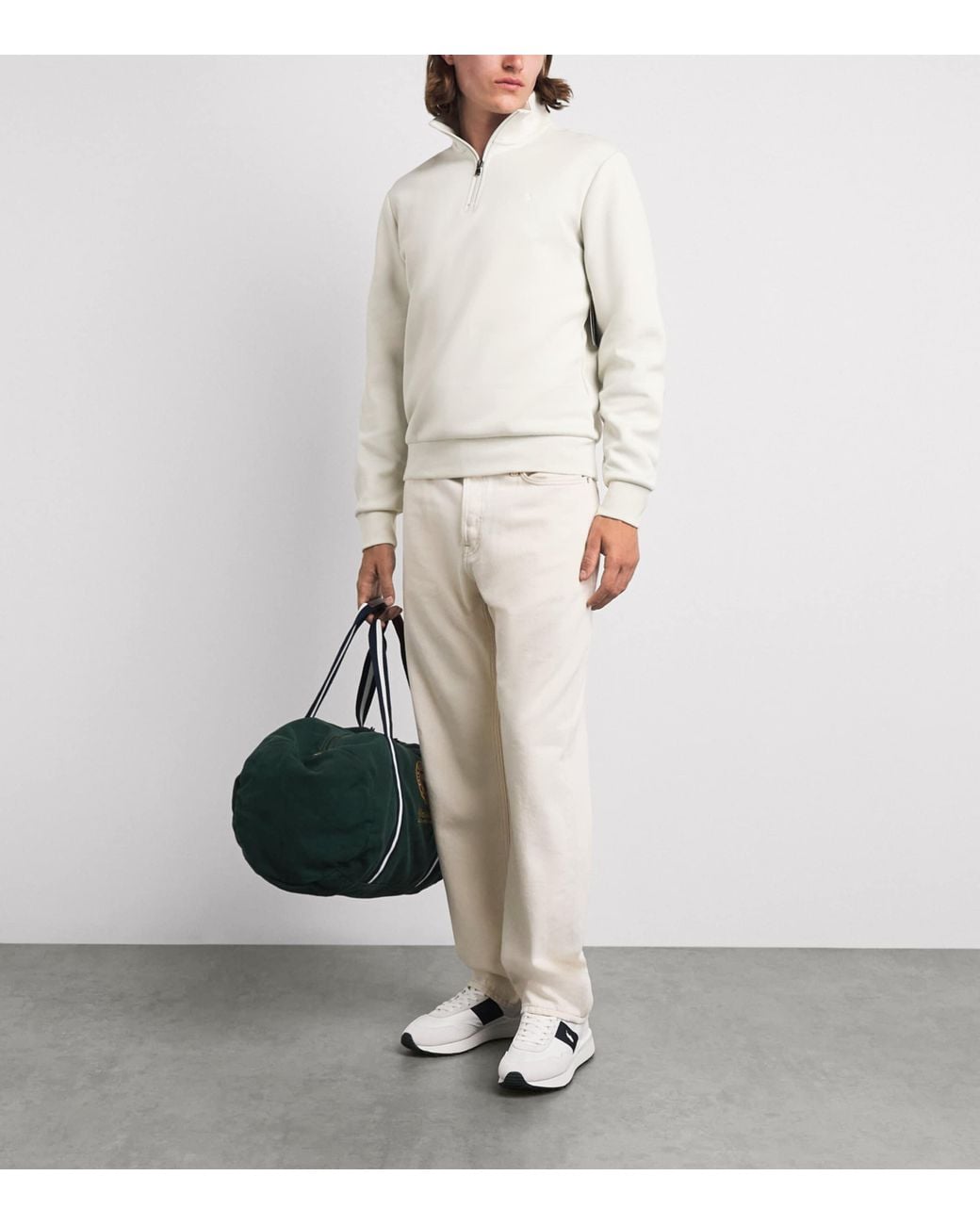 Polo Ralph Lauren White Polo Pony Quarter-Zip Sweatshirt for men