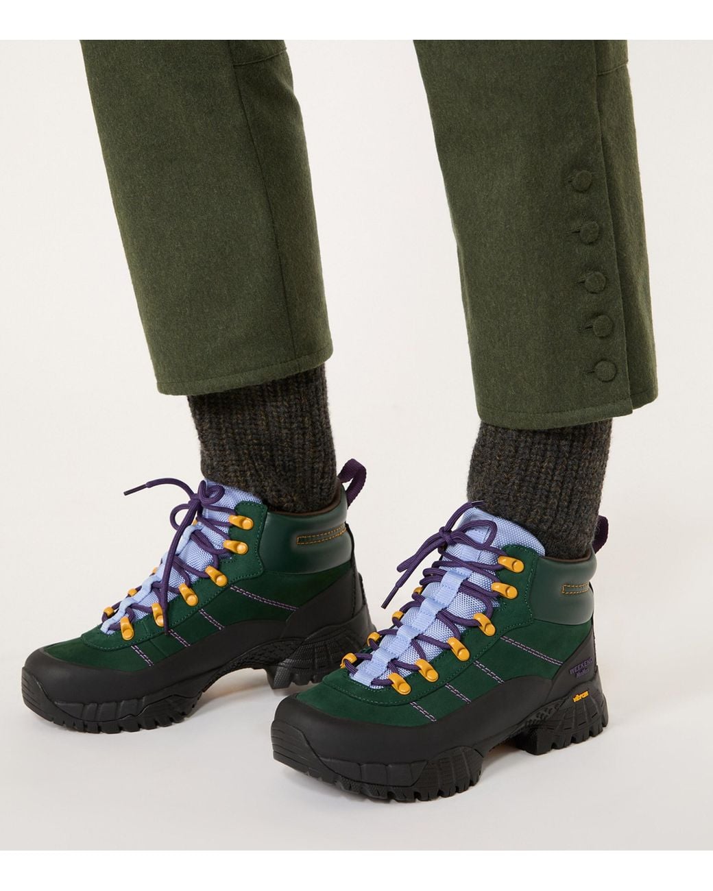 Weekend by Maxmara Green Virgin Wool-Blend Trousers