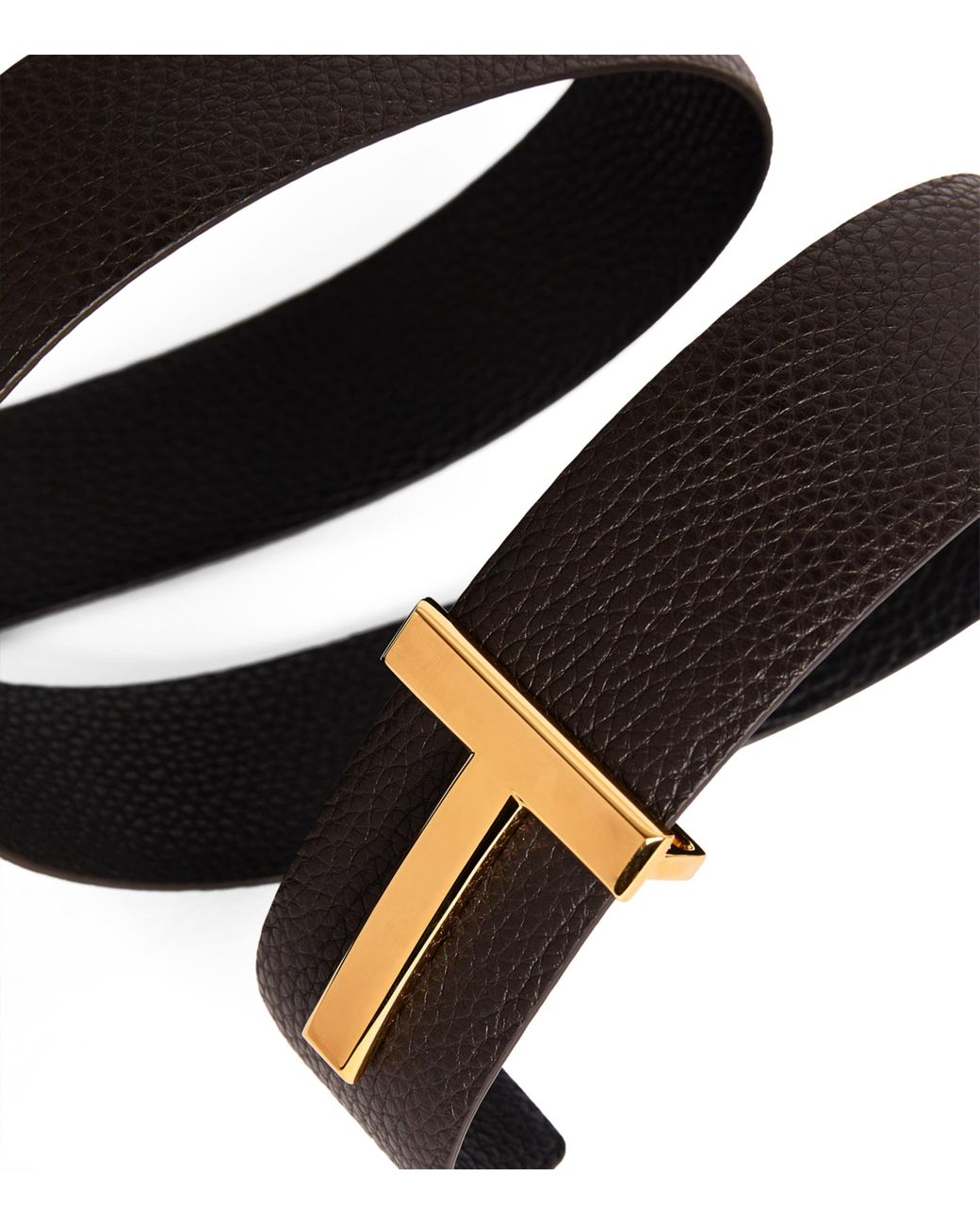 Tom Ford Black Leather Reversible T Icon Belt for men