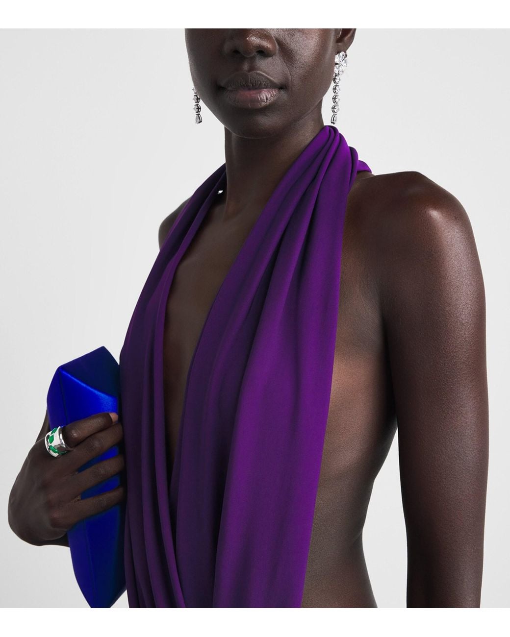 Alex Perry Purple Halterneck Drape Gown