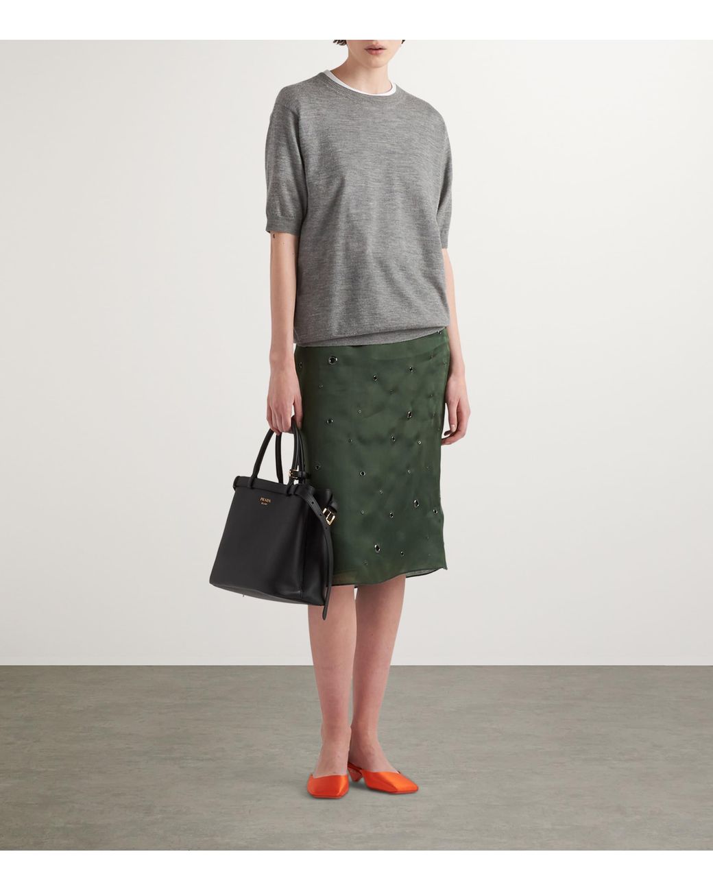 Prada Gray Cashmere Crew-Neck Sweater