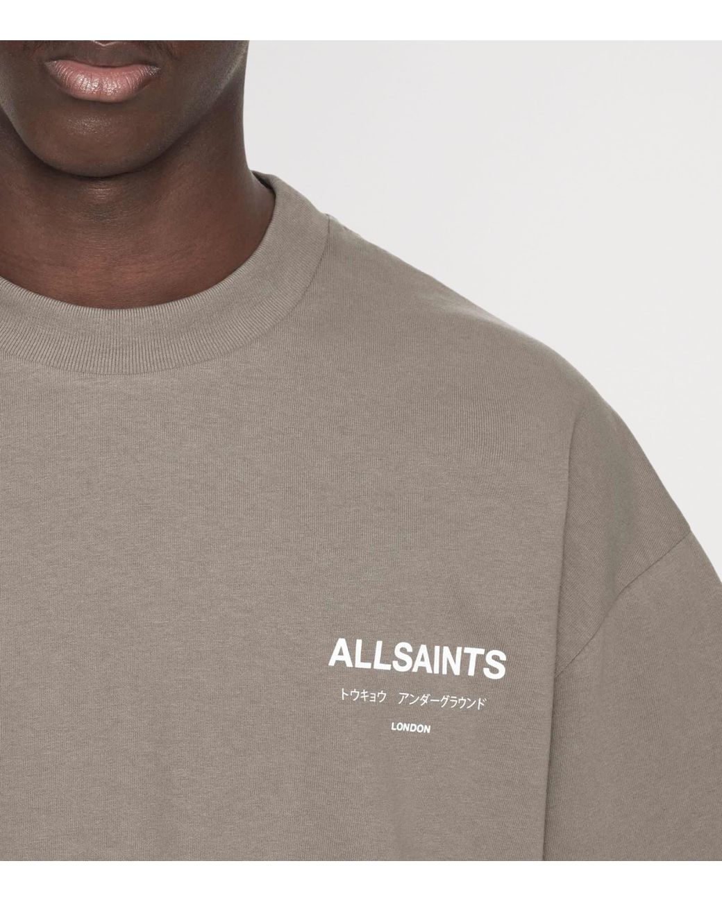 AllSaints Gray Underground Print T-Shirt for men