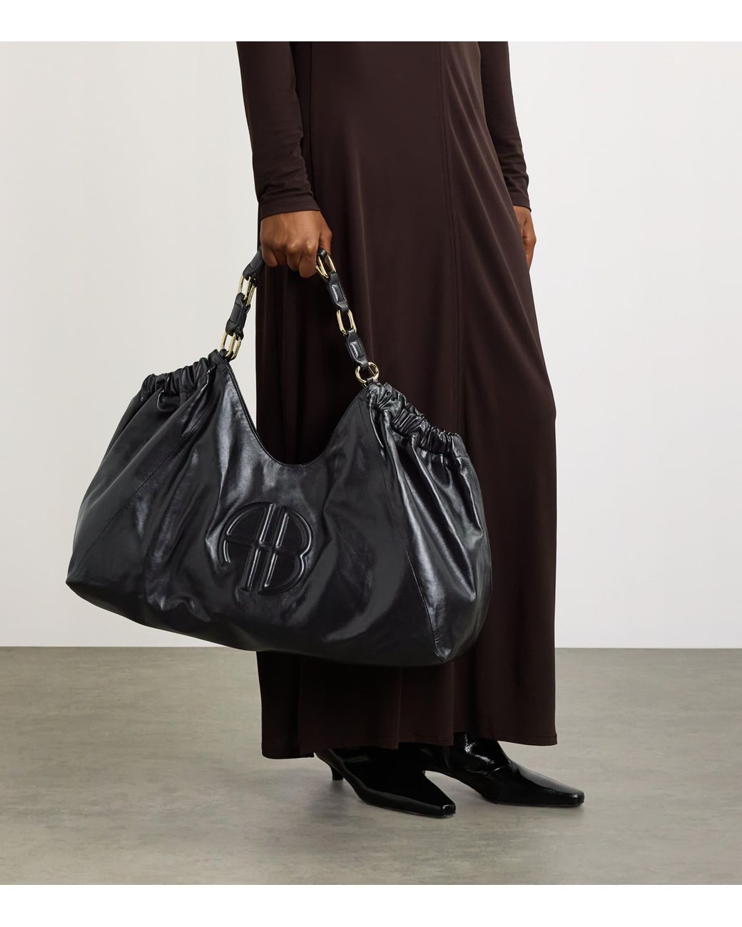 Anine Bing Black Leather Kate Tote Bag