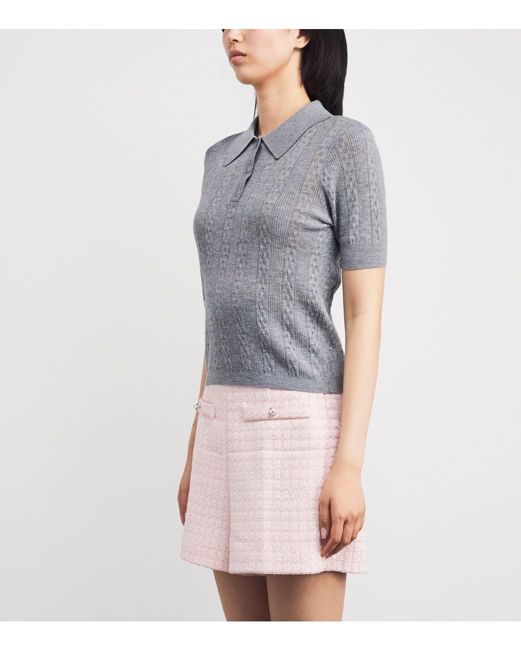 Sandro Gray Wool Polo Sweater