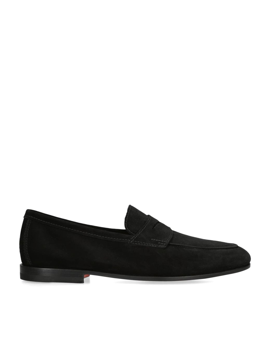 Santoni Black Suede Carlos Penny Loafers