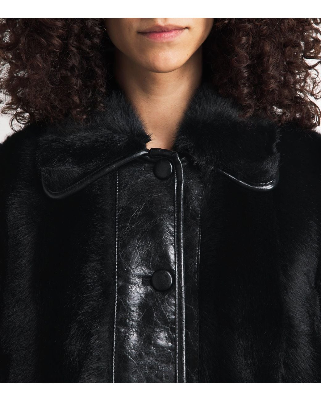 Claudie Pierlot Black Faux Fur And Leather Jacket