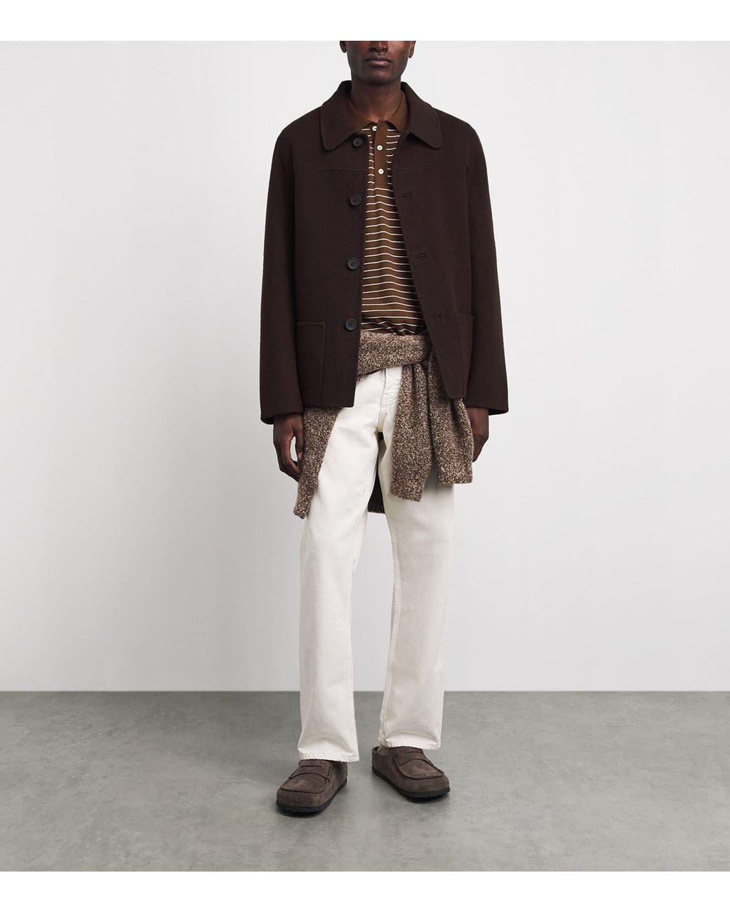 A.P.C. Brown Cotton Stripe Tristan Polo Shirt for men