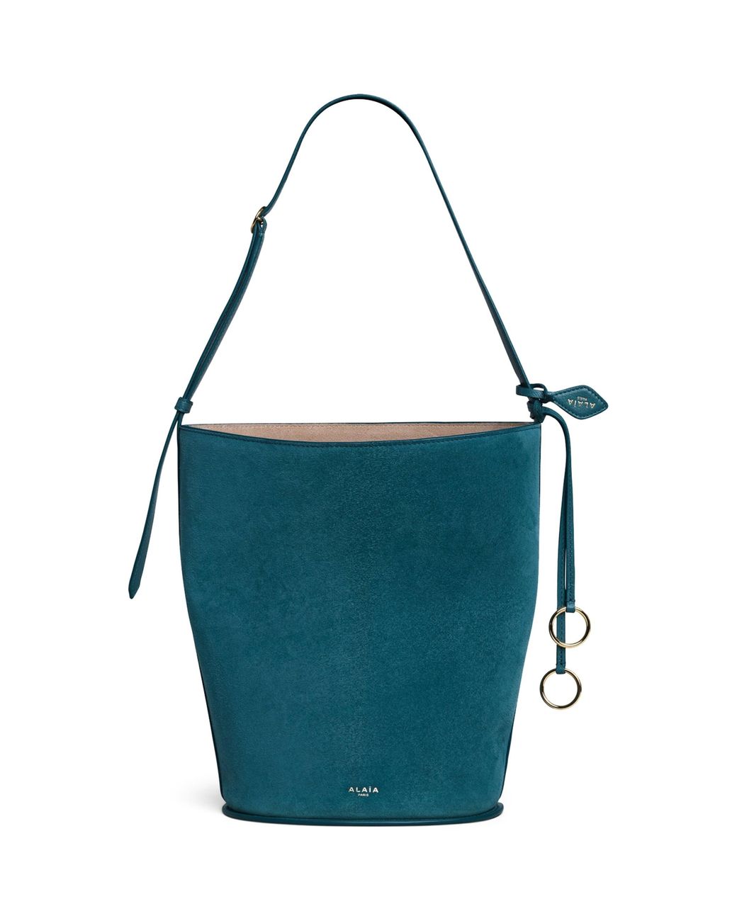 Alaïa Blue Small Suede-Leather Hip Bucket Bag