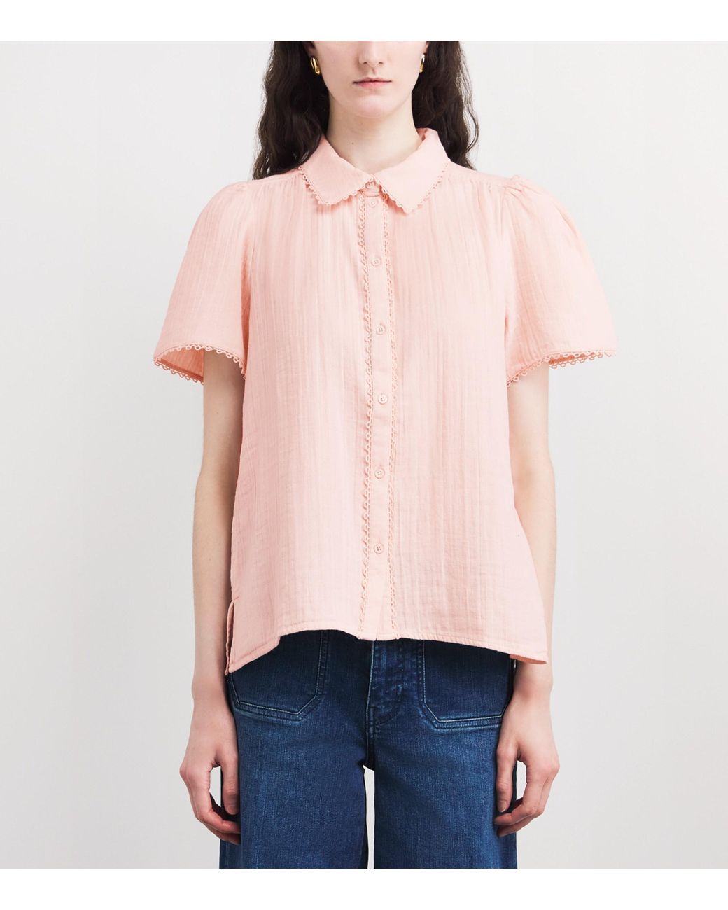 ME+EM Pink Cotton Cheesecloth Blouse