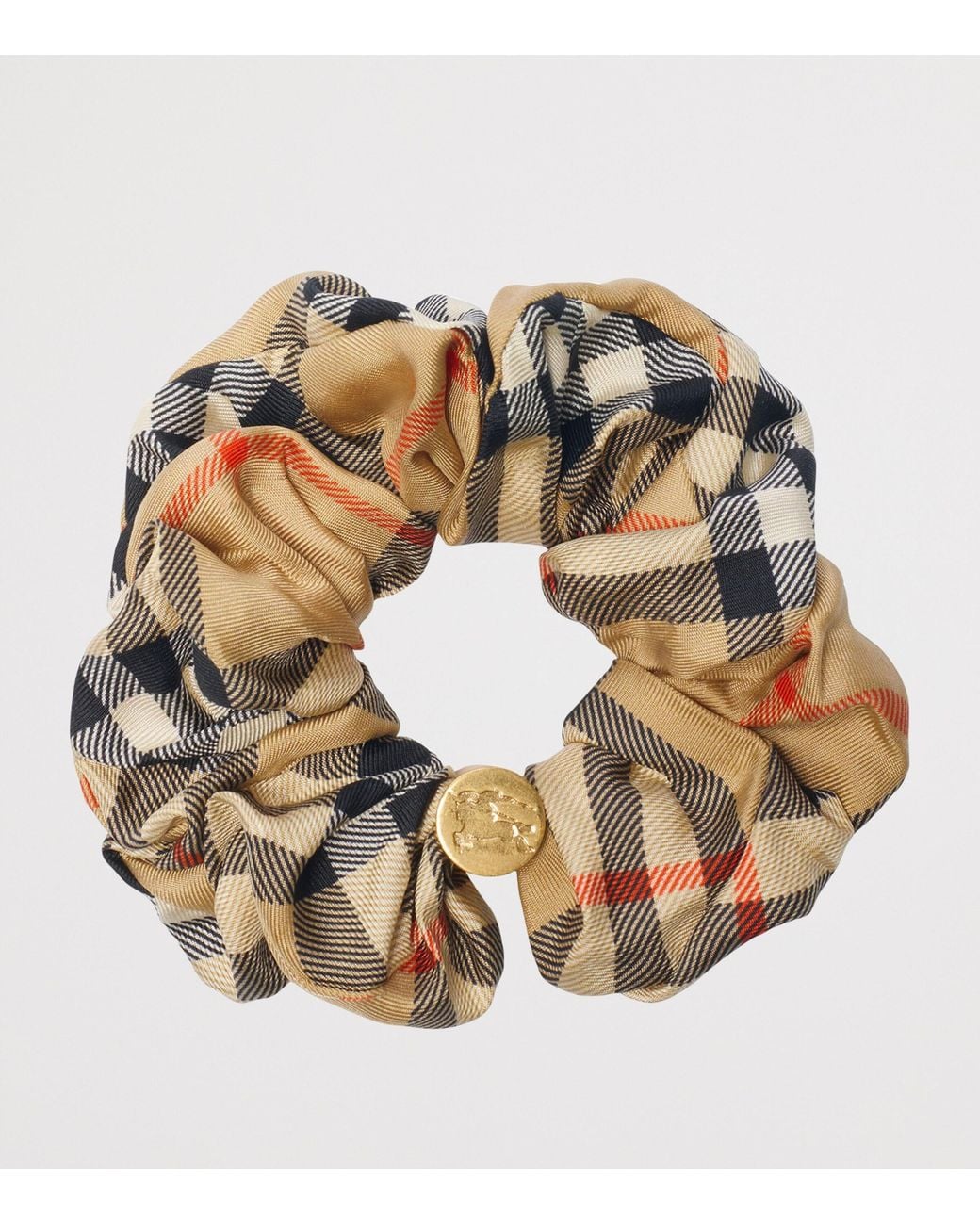 Burberry Metallic Silk Check Scrunchie