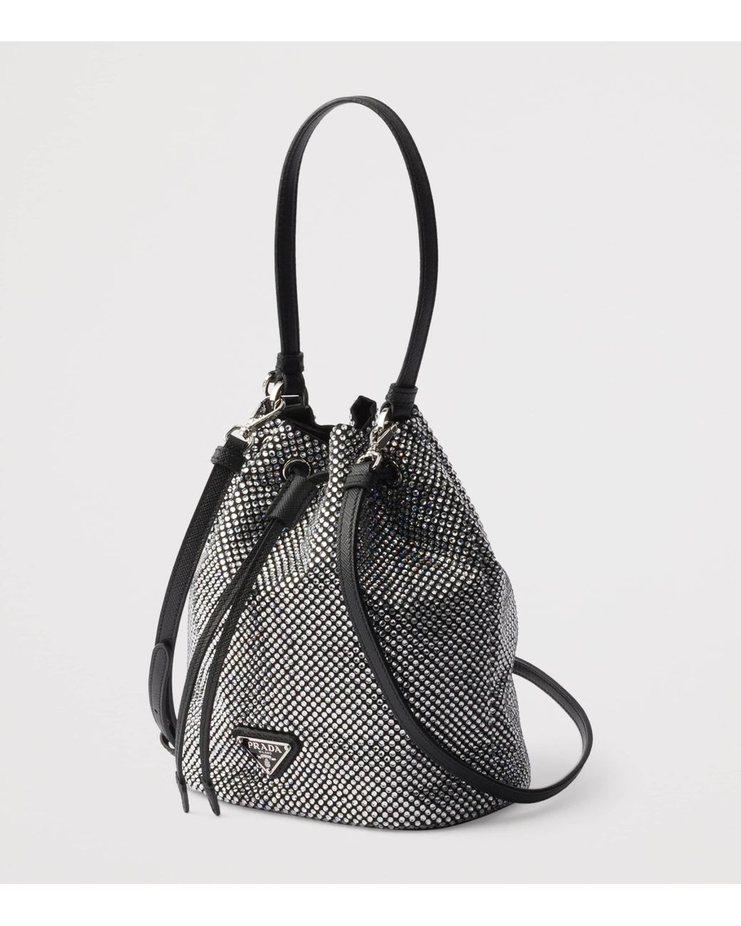 Prada Black Mini Crystal-Embellished Bucket Bag