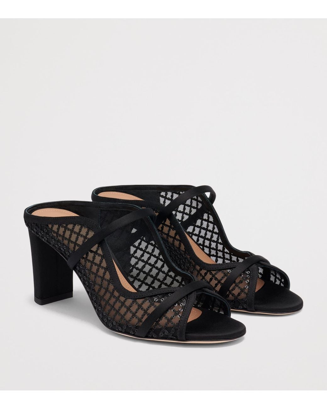 Malone Souliers Black Sequin Mesh Norah Heeled Sandals 70