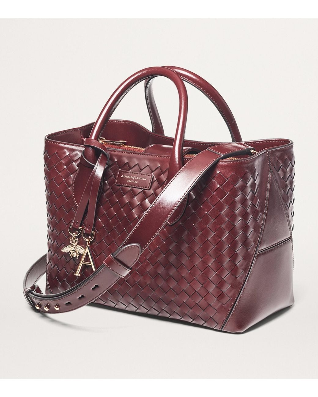 Aspinal Red Midi Leather London Tote Bag