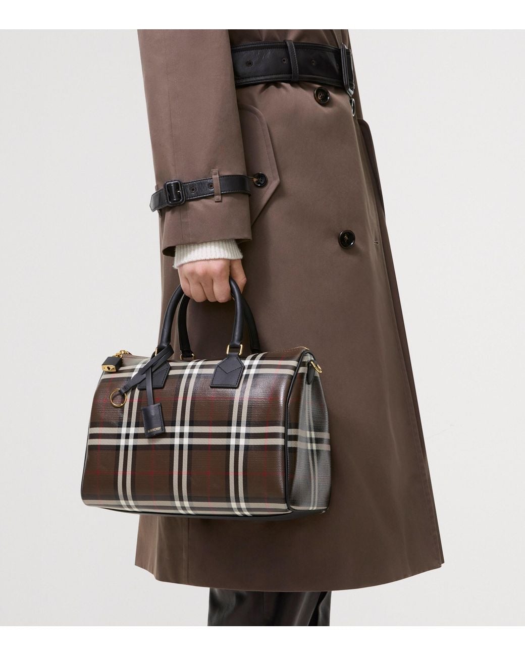 Burberry Brown Medium Check Bowling Bag