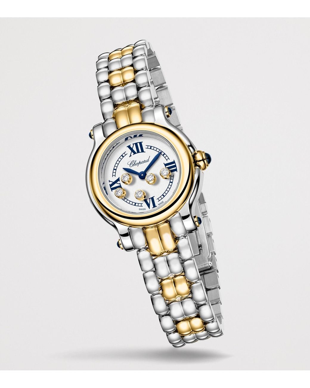 Chopard Metallic Stainless Steel And Diamond Happy Sport Watch