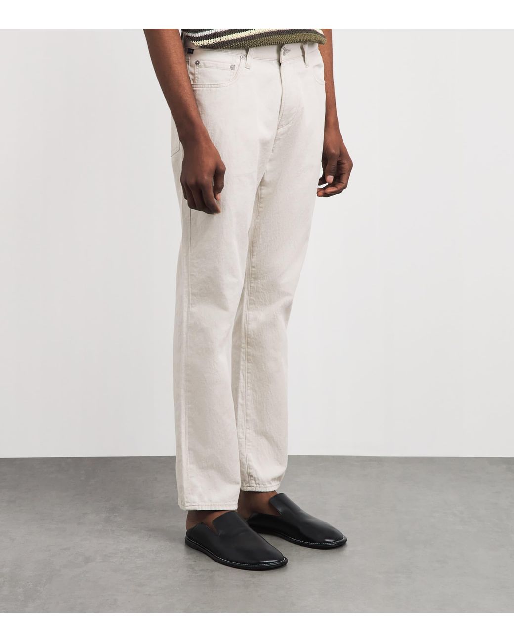 Citizens of Humanity White Cotton-Linen Elijah Straight Jeans for men