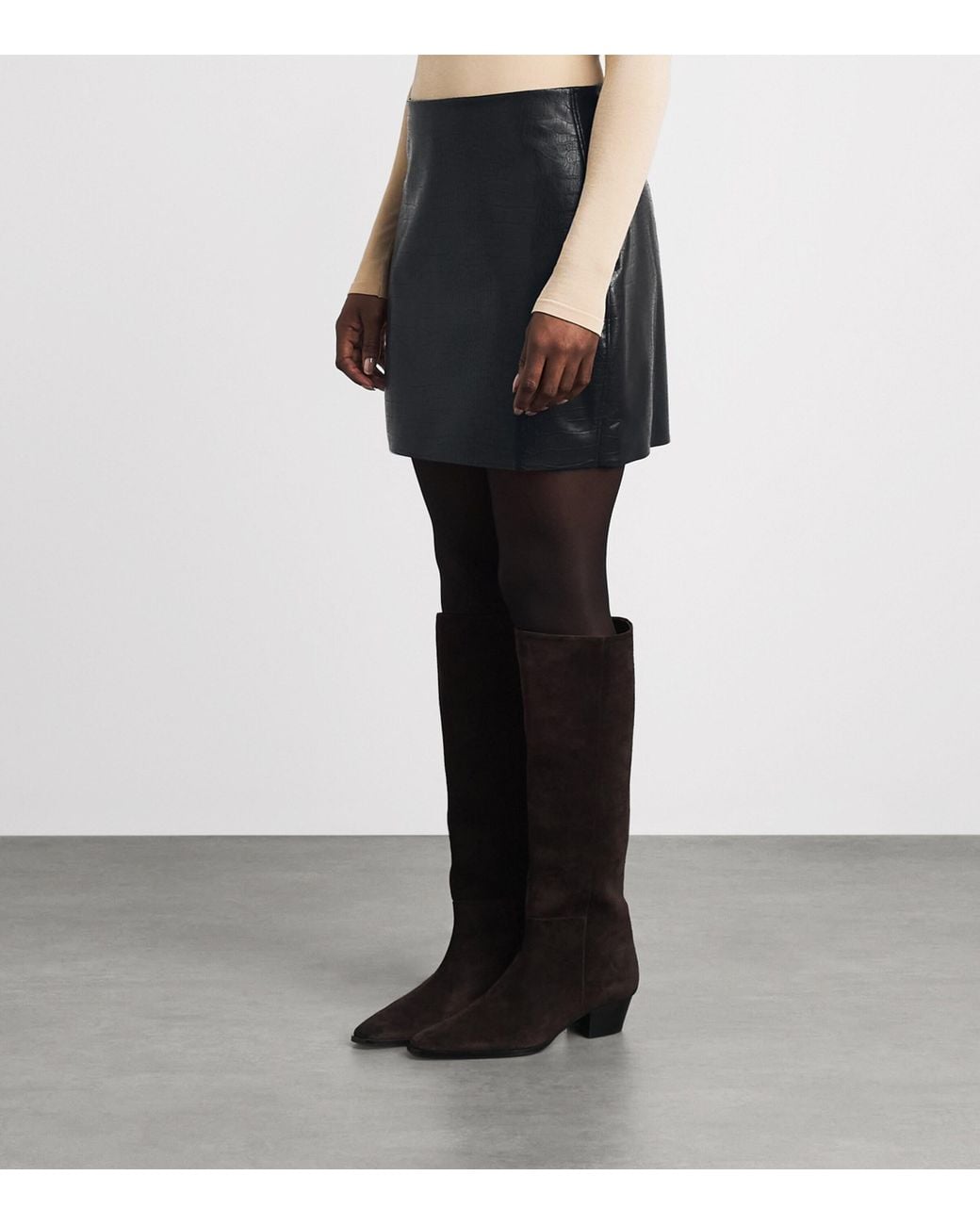 Wolford Black Croc-Effect Faux-Leather Mini Skirt
