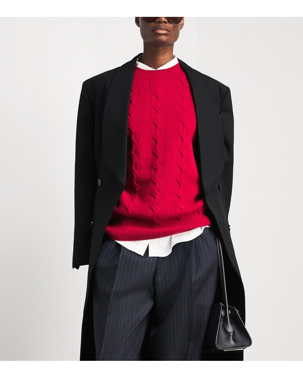AMI Red Wool Cable-Knit Sweater
