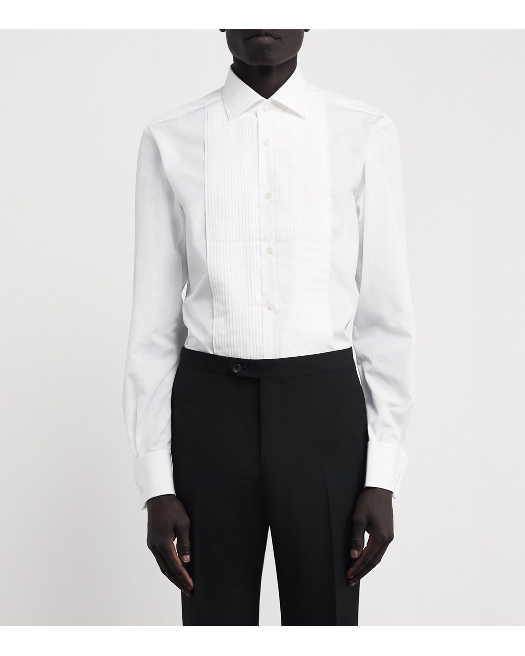 Ralph Lauren White Pleated Tuxedo Shirt for men