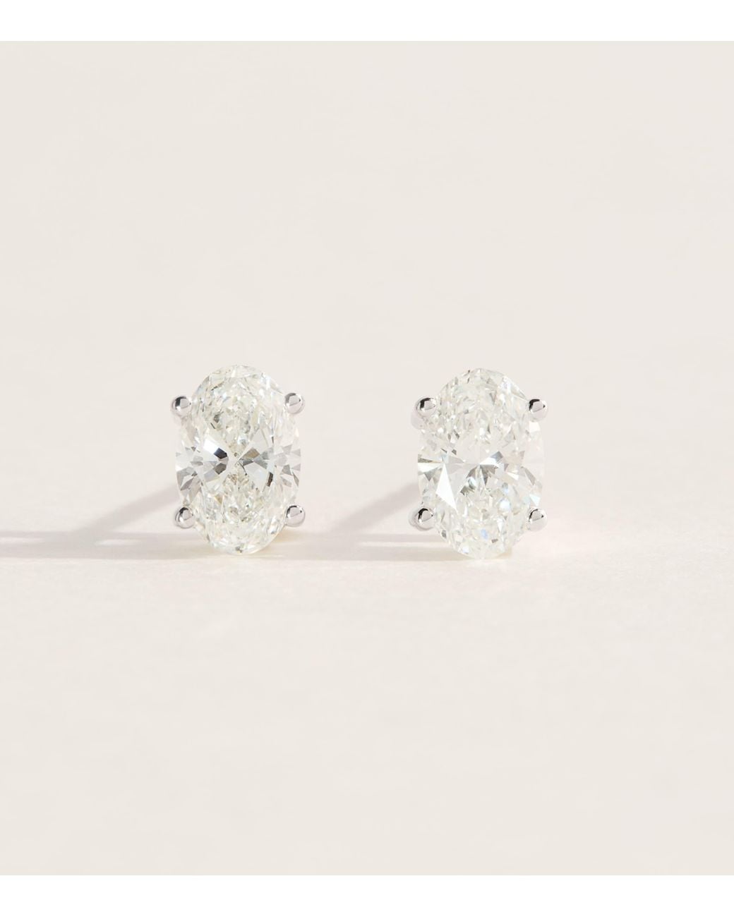 Harrods Natural And Diamond Oval Stud Earrings