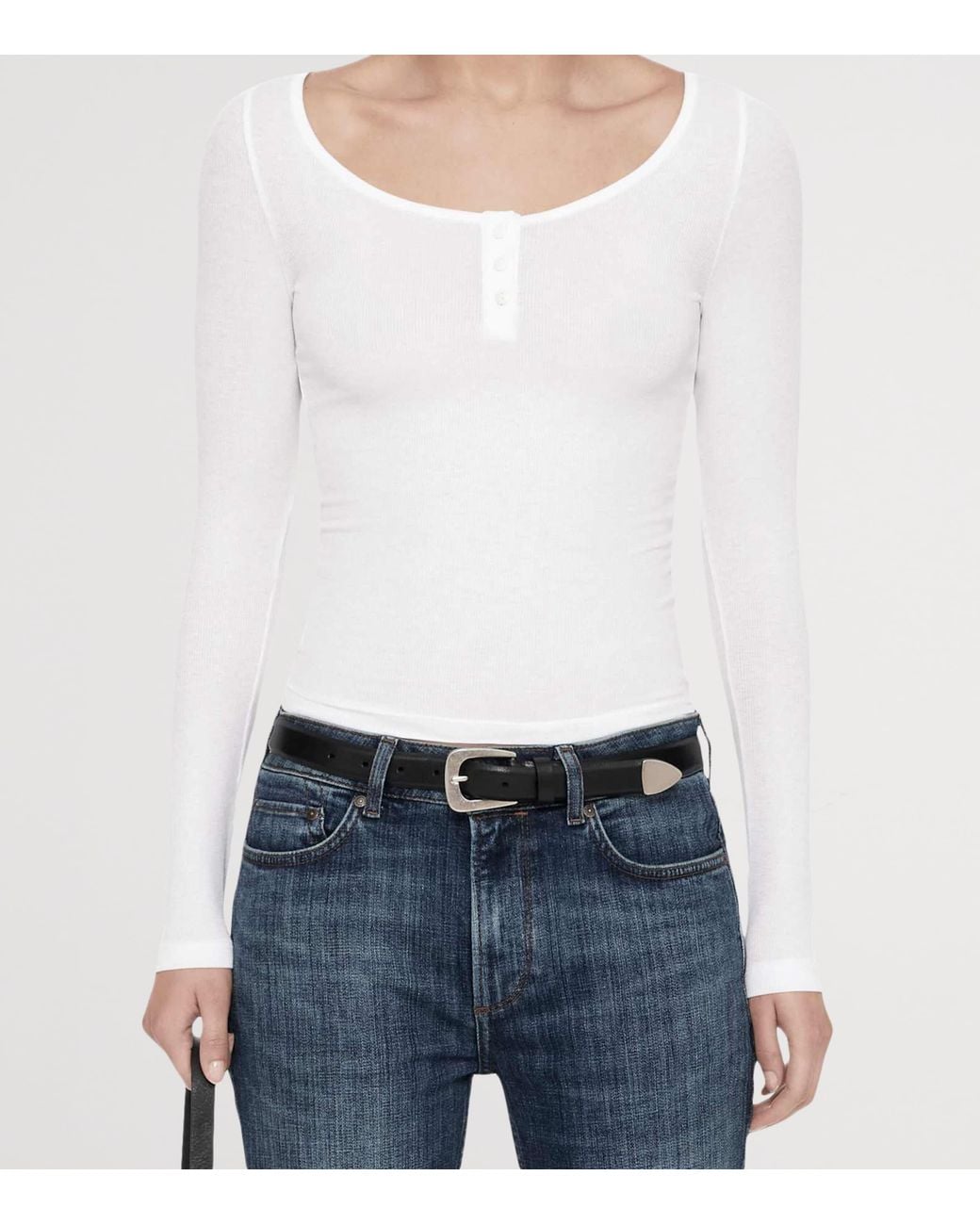 AllSaints White Jules Henley Long-Sleeve T-Shirt