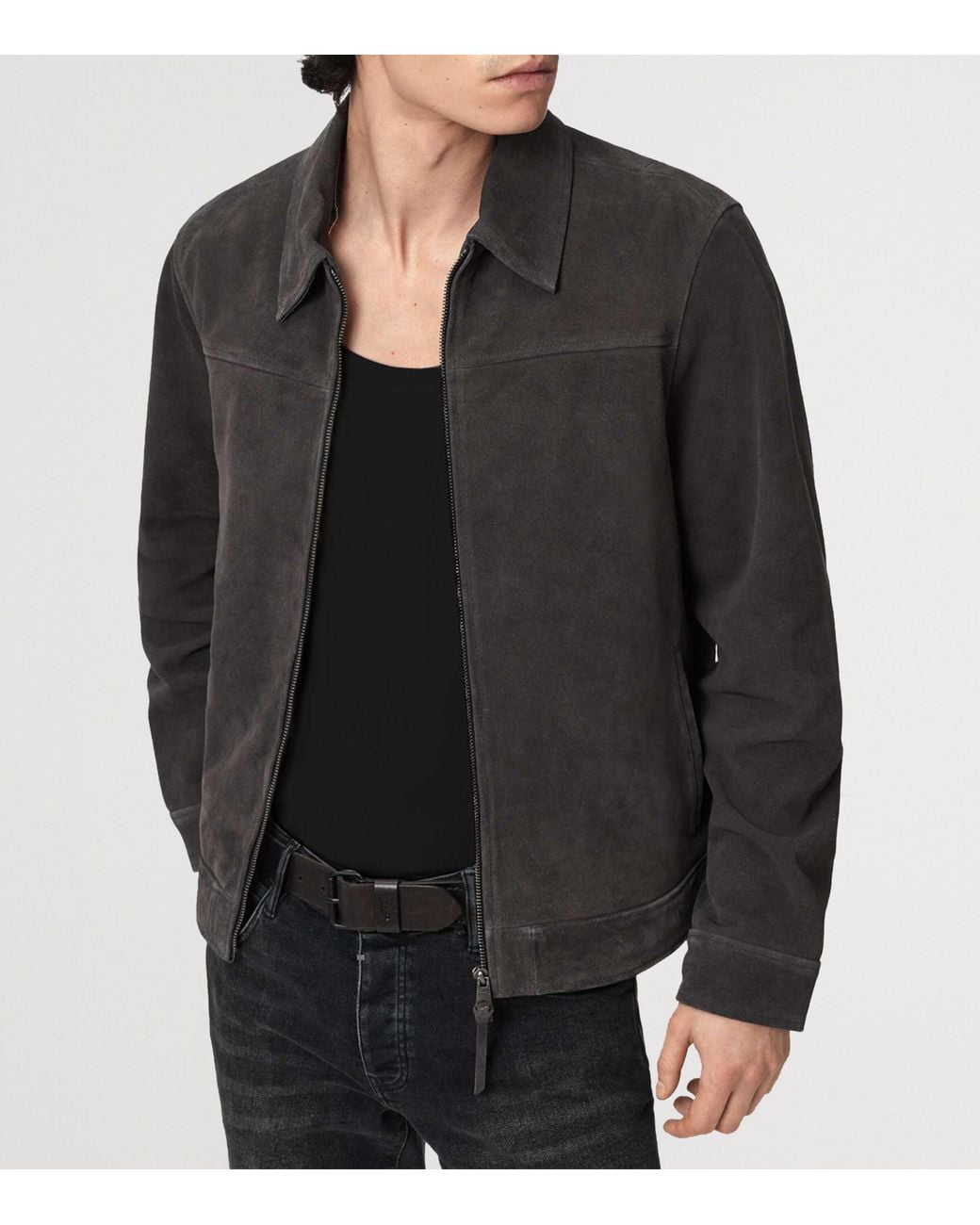 AllSaints Black Suede Rhone Jacket for men