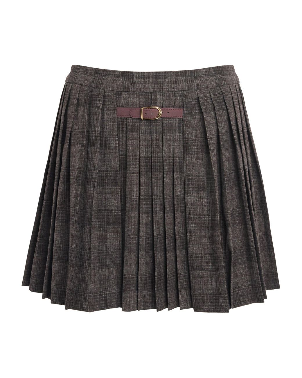 Sandro Gray Check Pleated Mini Skirt