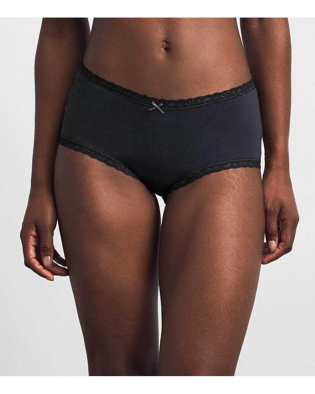 Skims Black Lace-Trim Boy Shorts Briefs