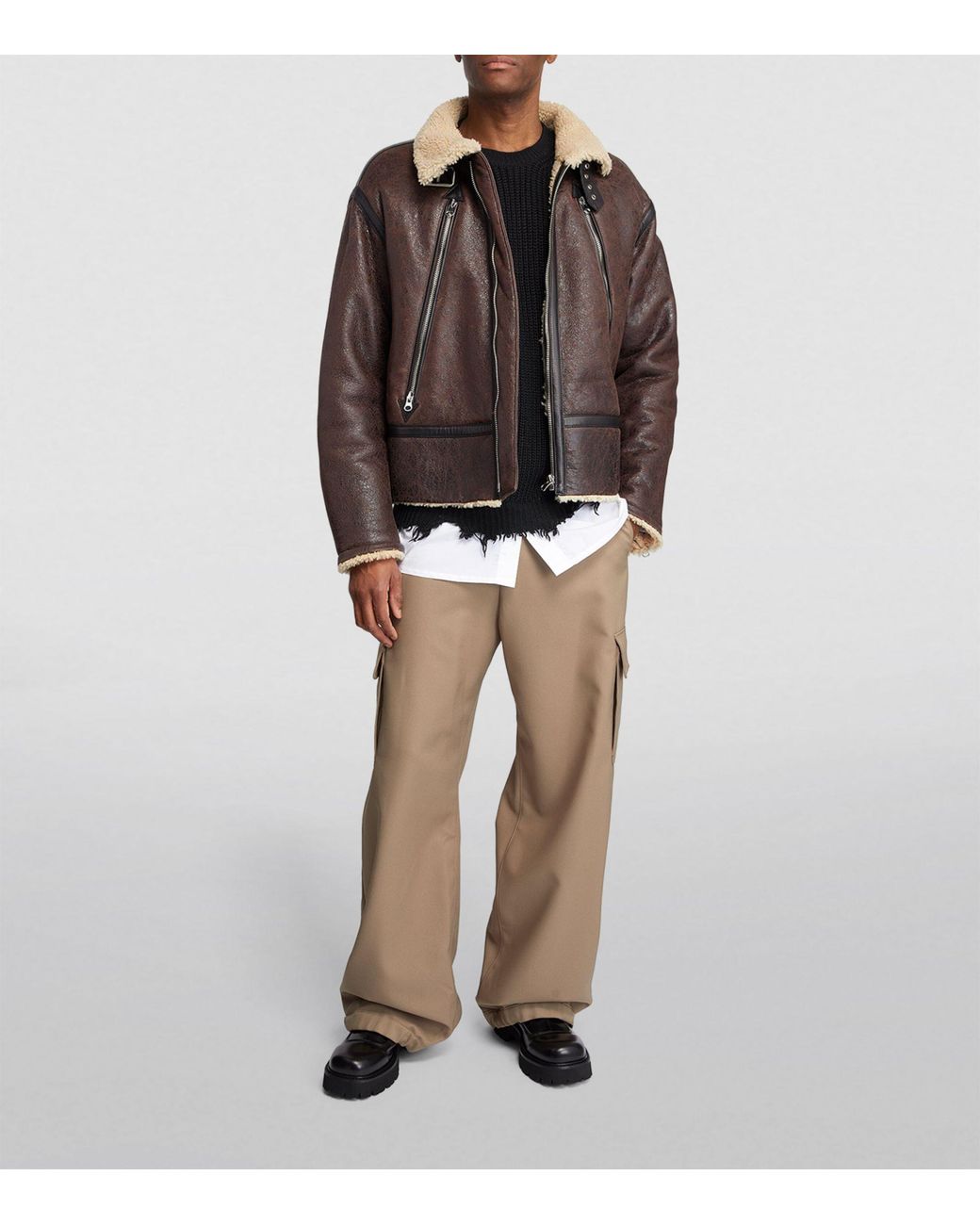 【関税&送料込み】Mm6 Maison Margiela Shearling Jacket MM6 by Maison Martin Margiela Leather-shearling Jacket in