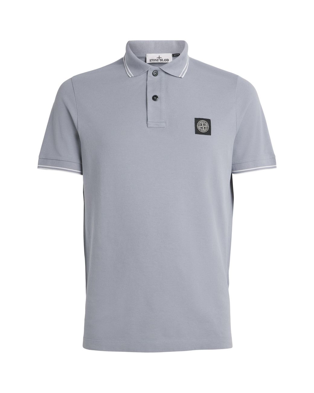 Stone Island Gray Cotton Compass Polo Shirt for men