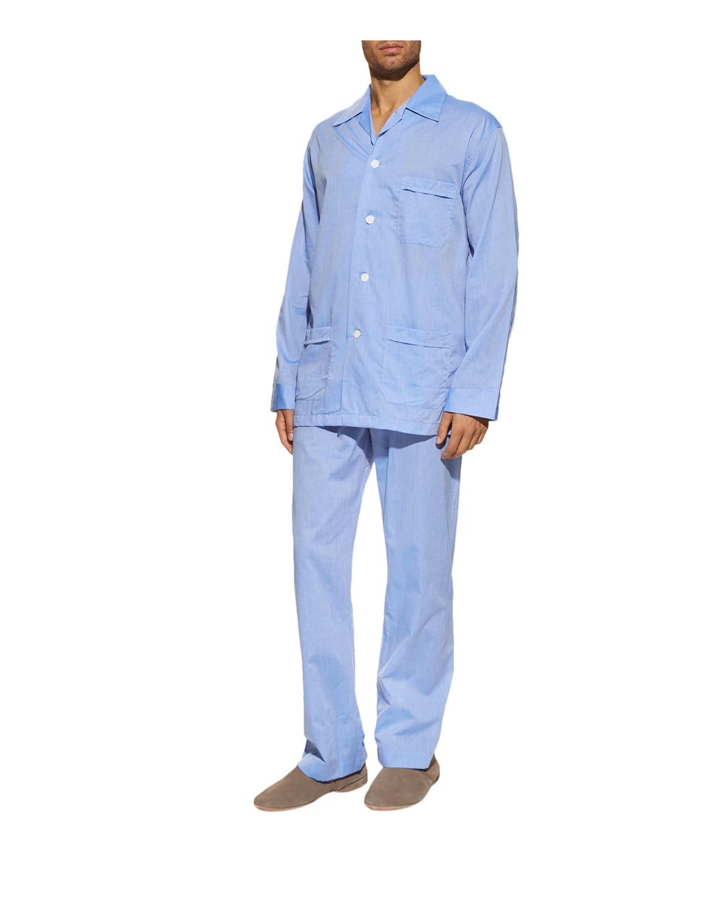 Derek Rose Blue Amalfi Classic Fit Pyjama Set for men