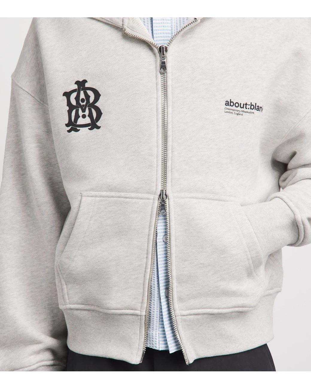 About Blank Gray Cotton Monogram Hoodie for men