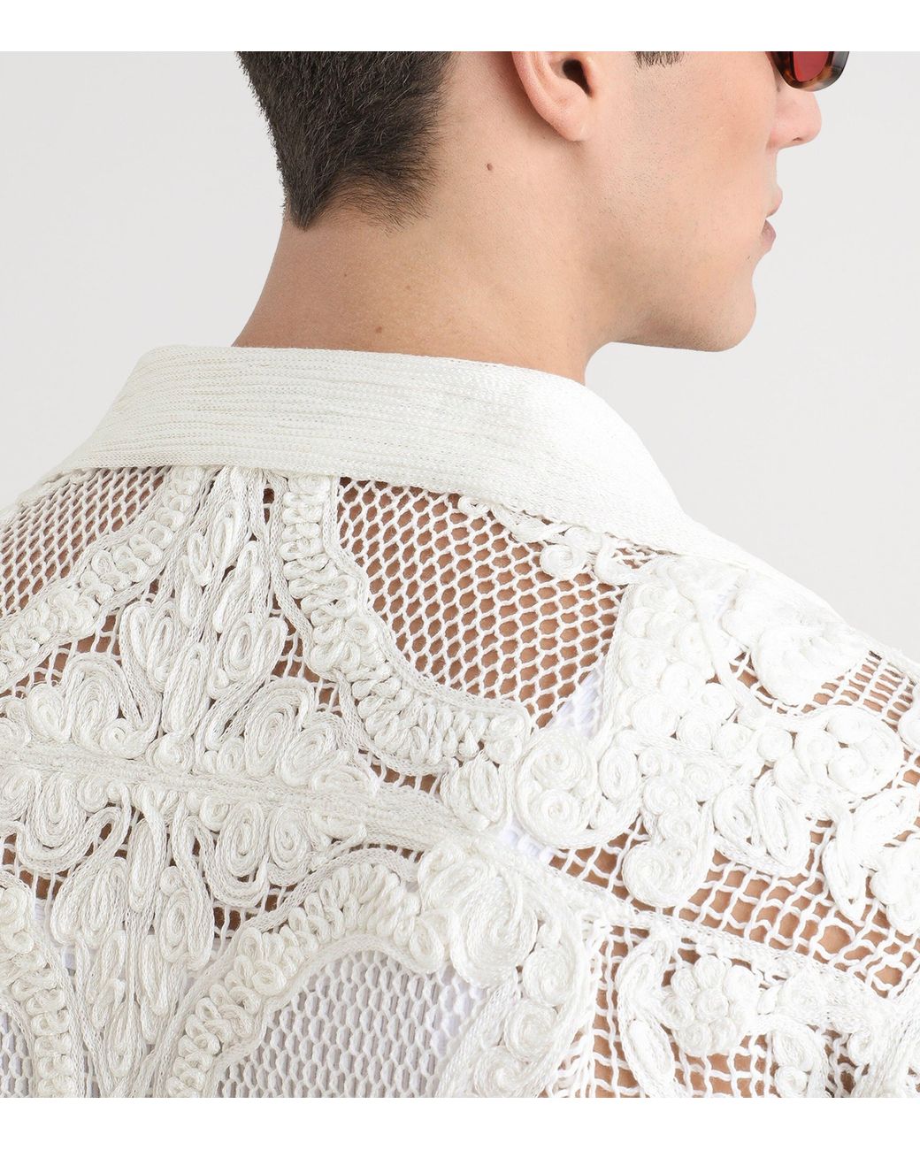 Dolce & Gabbana White Cotton Embroidered Short-Sleeve Shirt for men