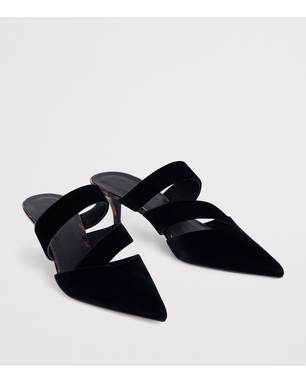 Balmain Black Velvet Heeled Mules 45