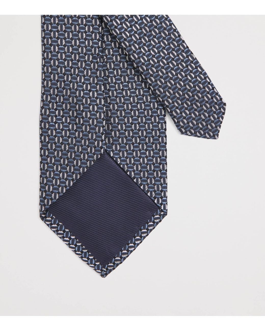 Pal Zileri White Silk Geometric Jacquard Tie for men