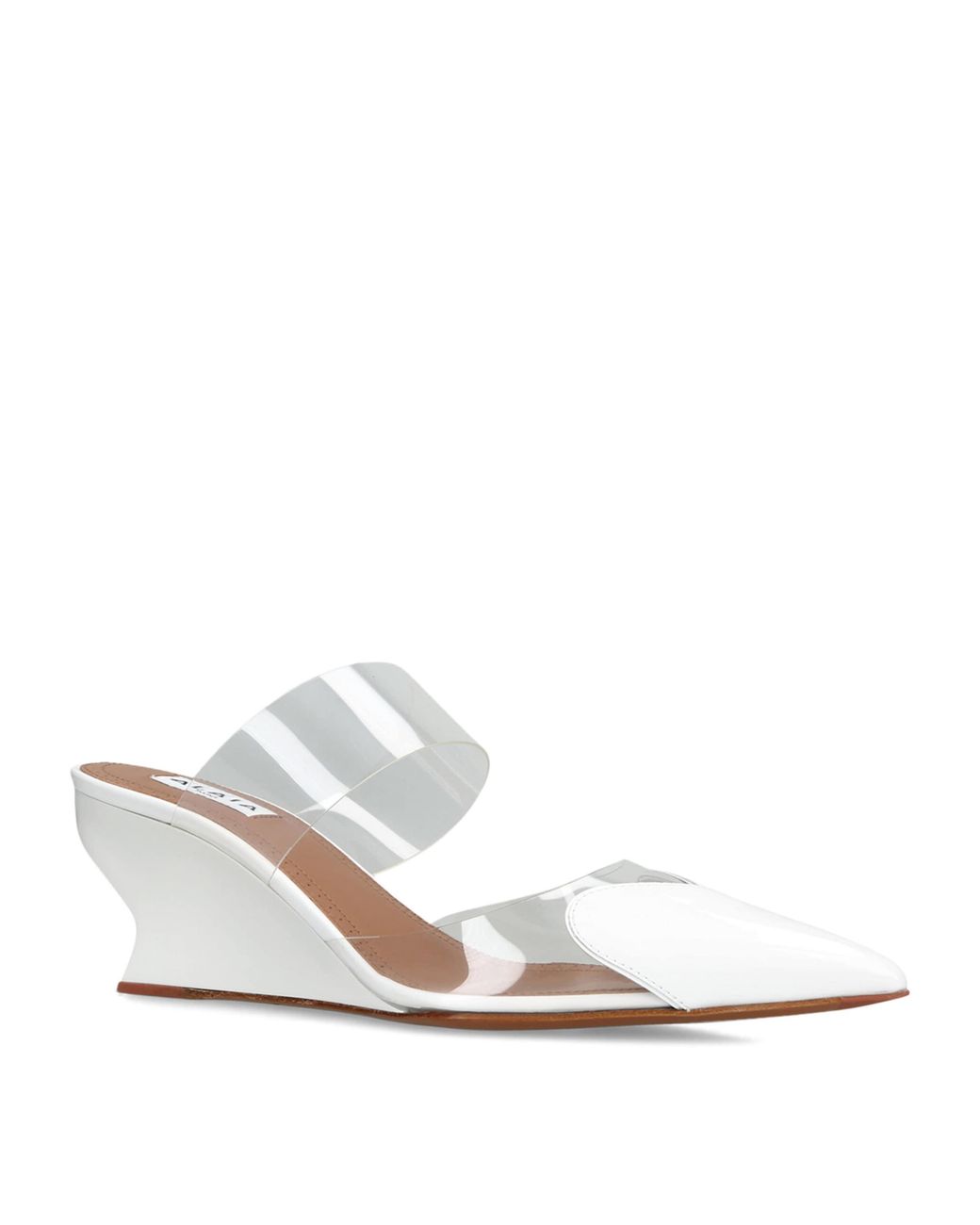 Alaïa White Leather-Pvc Le Coeur Wedge Mules 60